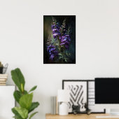 Lila Larkspur Blume Art Print Poster (Heimbüro)