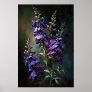 Lila Larkspur Blume Art Print Poster