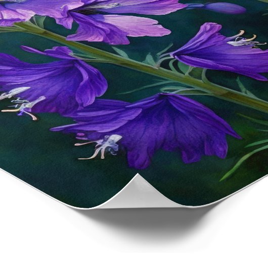 Lila Larkspur Blume Art Print Poster (Ecke)
