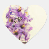 Lila Larkspur Delphinium Herz-Aufkleber (Vorderseite)