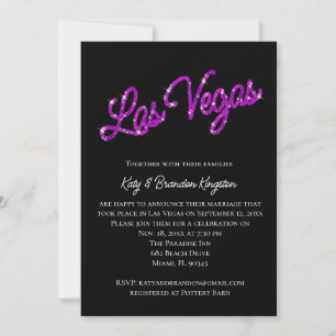 Lila Las Vegas Glitzern Post Hochzeit Einladung