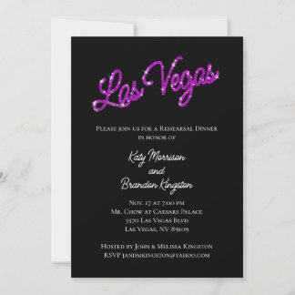 Lila Las Vegas Glitzern Probe Abendessen Einladung