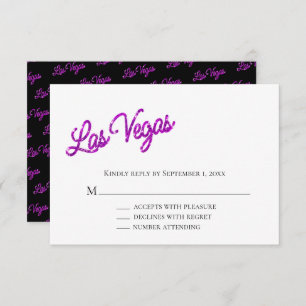 Lila Las Vegas Glitzern Wedding RSVP Einladung