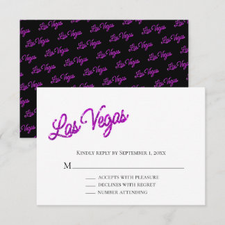 Lila Las Vegas Glitzern Wedding RSVP Einladung