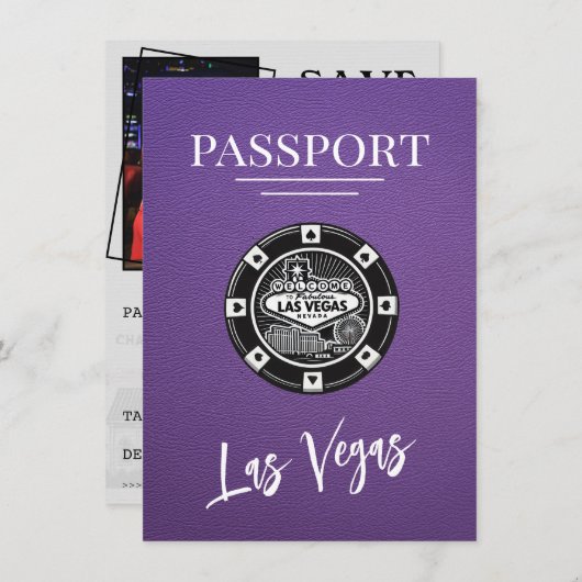 Lila Las Vegas-Pass Save the Date (Vorne/Hinten)