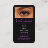 Lila Lash Techniker QR Code Black Luxury Beauty Visitenkarte (Rückseite)