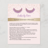 Lila Lashes Salon Eyelash Aftercare Instruktion Flyer (Vorne)
