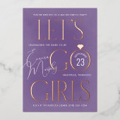Lila Lass Go Girls Junggeselinnen-Abschied Folieneinladung (Vorderseite)