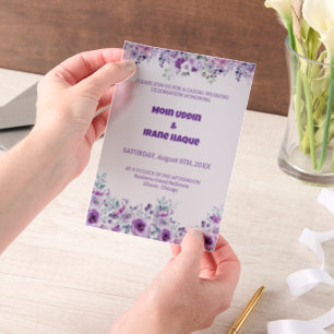 Lila Lässige Hochzeit mit Floral 2007 von Nasrin Pergament Einladungen