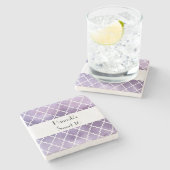 Lila Latticework, marokkanische Trellis, süß 16 Steinuntersetzer (Seitenansicht)