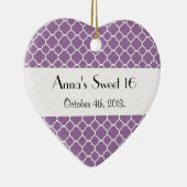 Lila Latticework, Quatrefolie, Trellis, Sweet 16 Keramik Ornament (Rechts)