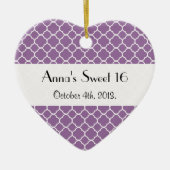 Lila Latticework, Quatrefolie, Trellis, Sweet 16 Keramik Ornament (Vorne)