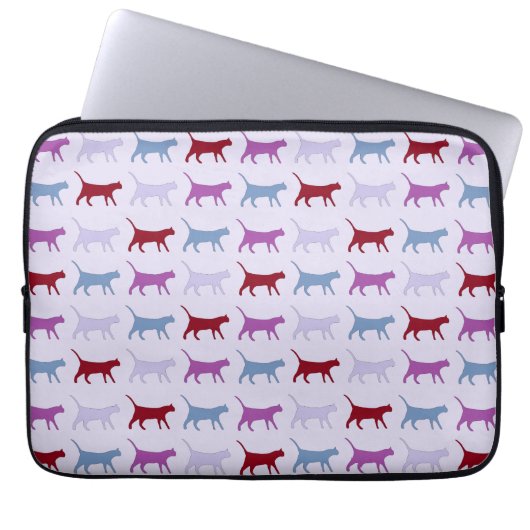 Lila laufende Katzenmuster Laptopschutzhülle (Vorderseite)