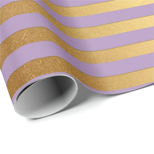 Lila Lavande Plum Gold Streifen Linien Elegant Geschenkpapier (Rolleneckpunkt)
