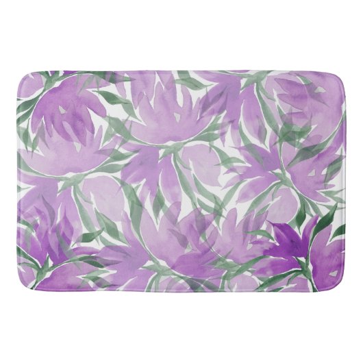 Lila Lavander Watercolor Elegante Badematte (Vorderseite)