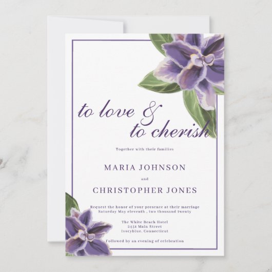 Lila Lavateier Einladung (Vorderseite)