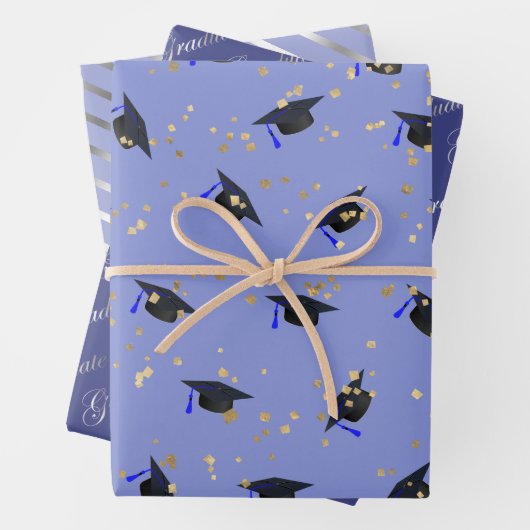 Lila Lavendel-Abschluss-Flachblatt-Set 3 Geschenkpapier Set (Beispiel)