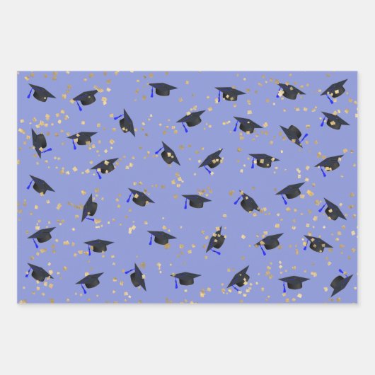 Lila Lavendel-Abschluss-Flachblatt-Set 3 Geschenkpapier Set (Vorderseite)