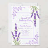 Lila Lavendel Antikrahmen Sweet 16 Geburtstag Einladung (Vorderseite)