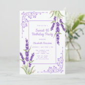 Lila Lavendel Antikrahmen Sweet 16 Geburtstag Einladung (Stehend Vorderseite)