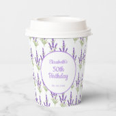 Lila Lavendel-Antiquitätenrahmen Geburtstag Pappbecher (Rückseite)