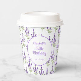 Lila Lavendel-Antiquitätenrahmen Geburtstag Pappbecher