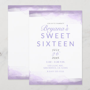 Lila Lavendel Aquarell Modern Chic Sweet 16 Einladung