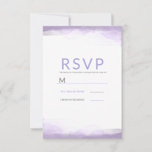 Lila Lavendel-Aquarell moderne Hochzeit RSVP Karte