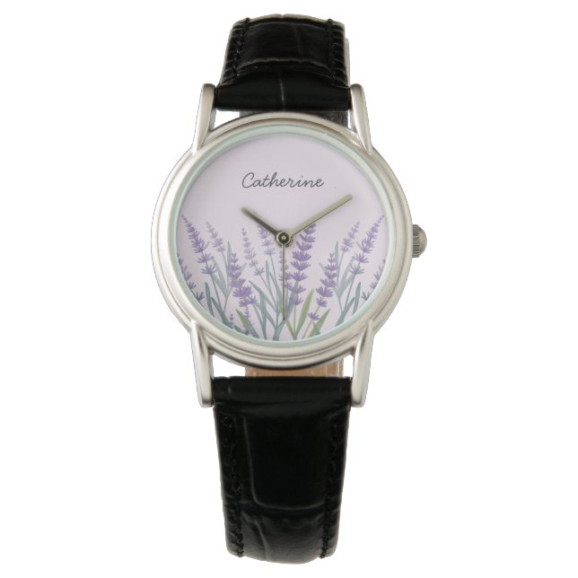 Lila Lavendel Armbanduhr (Vorderseite)