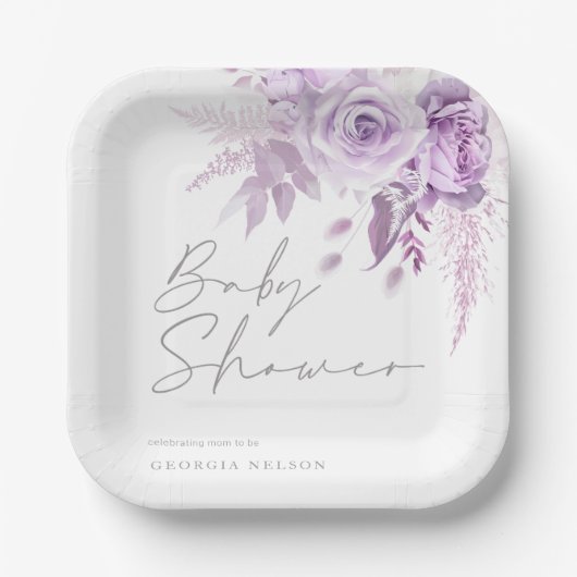 Lila Lavendel Bläschen Schöne Babydusche Pappteller (Vorderseite)