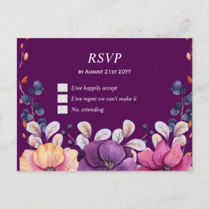 Lila Lavendel-Blätter Hochzeitsszenario Postkarte