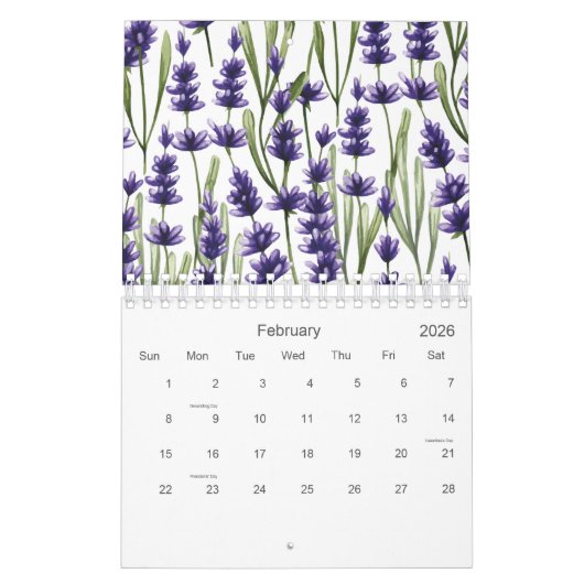Lila Lavendel-Blume 2026 Kalender (Feb 2026)