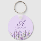 Lila Lavendel-Blume anpassen Schlüsselanhänger (Vorderseite)