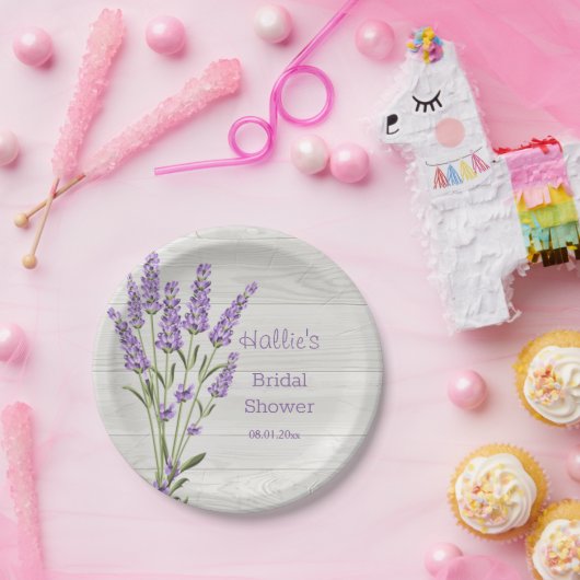Lila Lavendel-Blume auf Holz-Brautparty Pappteller (Party)