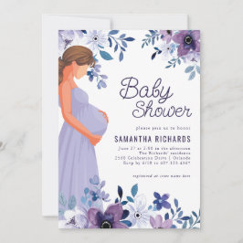 Lila Lavendel-Blume | Babydusche Einladung