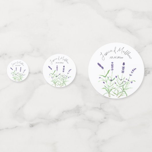 Lila Lavendel Blume Blumenstrauß Wasserfarbenen Ho Konfetti (Rückseiten)