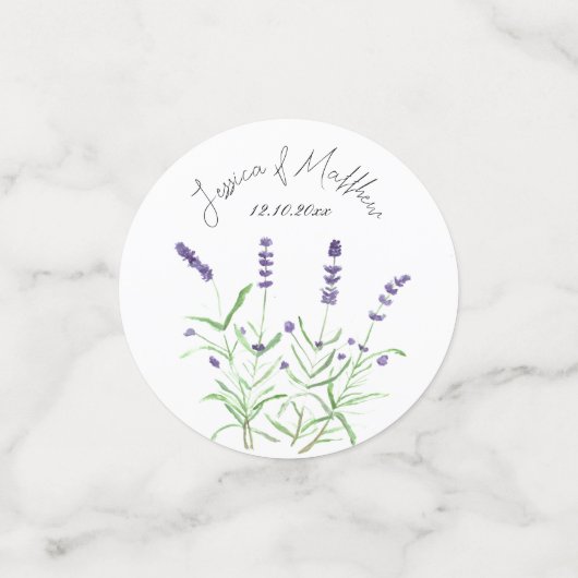 Lila Lavendel Blume Blumenstrauß Wasserfarbenen Ho Konfetti (Klein Vorderseite)