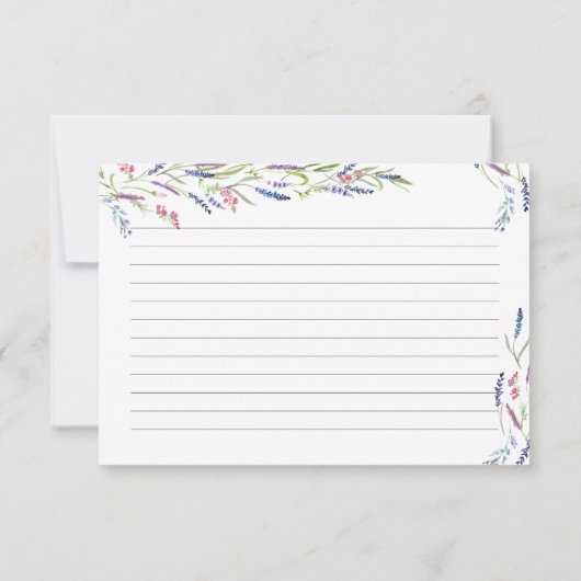 Lila Lavendel Blume Brautparty Rezept Karte (Rückseite)
