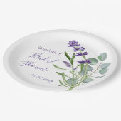 Lila Lavendel-Blume Eucalyptus Foliage Pappteller (Schrägansicht)