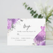 Lila Lavendel-Blume Geburtstag Brautparty RSVP Karte (Stehend Vorderseite)
