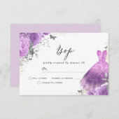 Lila Lavendel-Blume Geburtstag Brautparty RSVP Karte (Vorne/Hinten)