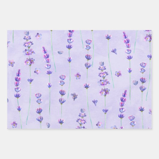 Lila Lavendel-Blume Geschenkpapier Set (Vorderseite)