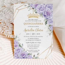 Lila Lavendel Blume Gold Quinceñera
