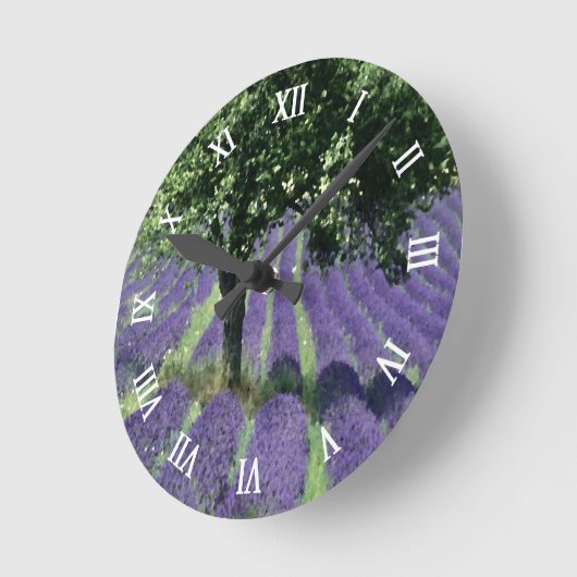Lila Lavendel Blume Olivenweg Kunst, Dichtung und Runde Wanduhr (Winkel)