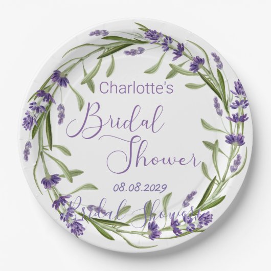 Lila Lavendel-Blume Pappteller (Vorderseite)