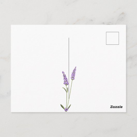 Lila Lavendel-Blume Save the Date auf Holz Postkarte (Rückseite)