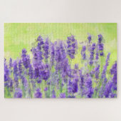 Lila Lavendel-Blume Wasserfarben Puzzle (Horizontal)