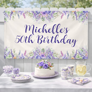 Lila Lavendel Blumen 50. Geburtstag Banner