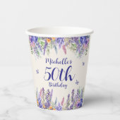 Lila Lavendel Blumen 50. Geburtstag Pappbecher (Vorderseite)
