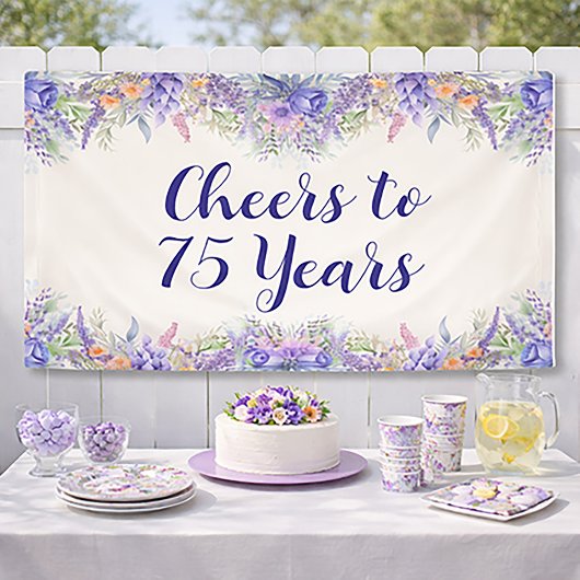Lila Lavendel Blumen 75. Geburtstag Banner